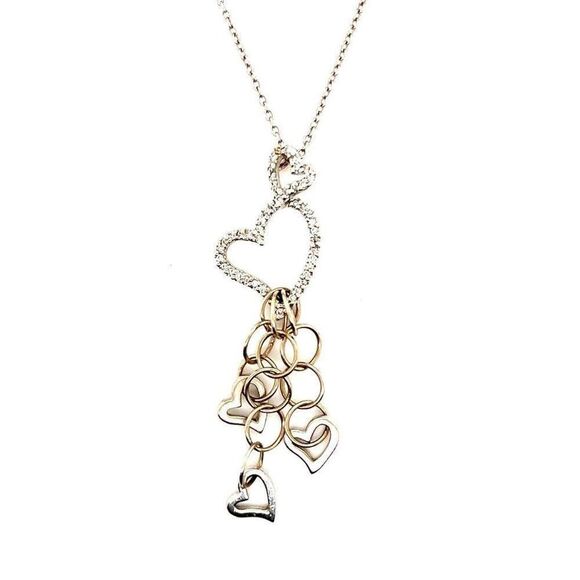14k WG Hearts Of Hearts Diamond Necklace